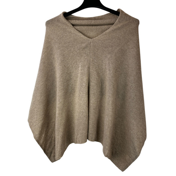 Alashan 100% Cashmere Draped Dress Topper Poncho Lightweight Soft & Cozy Tan NWT - Picture 2 of 16
